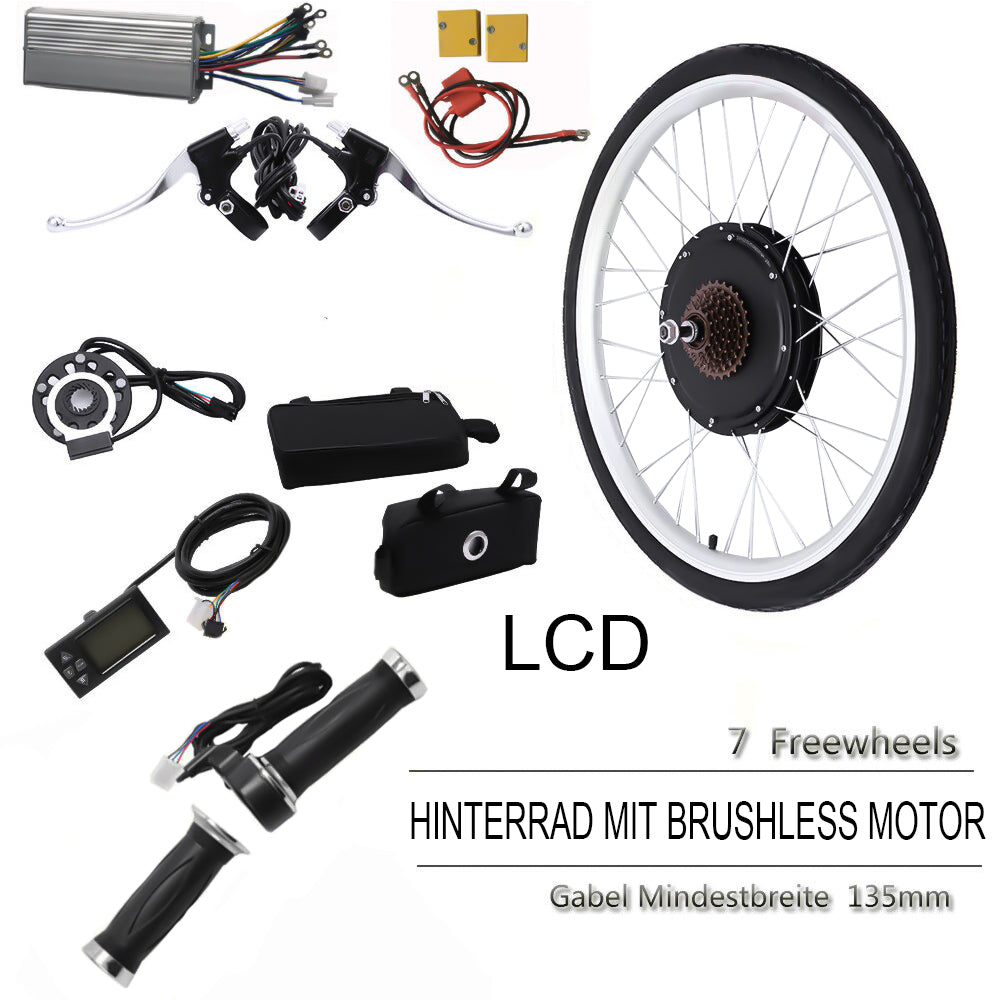 Kit de conversion pour vélo électrique 26" 36 V 250 W - Kit de conversion de vélo électrique LCD - Kit de conversion de roue arrière
