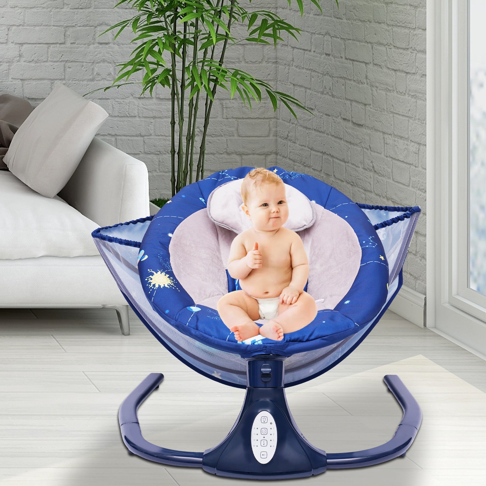 Chaise à bascule pour bébé avec filet amovible, jouet