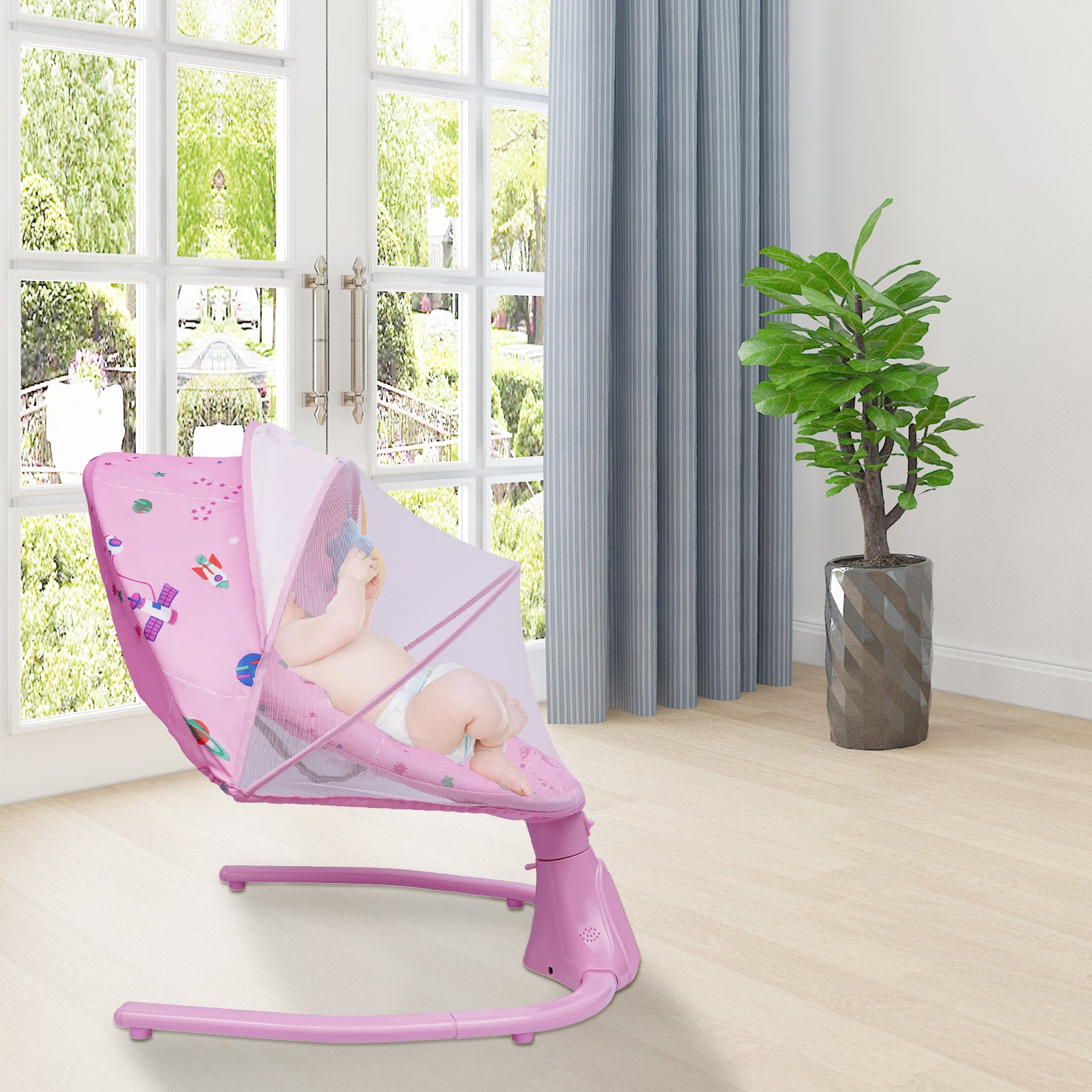 Chaise à bascule pour bébé avec filet amovible