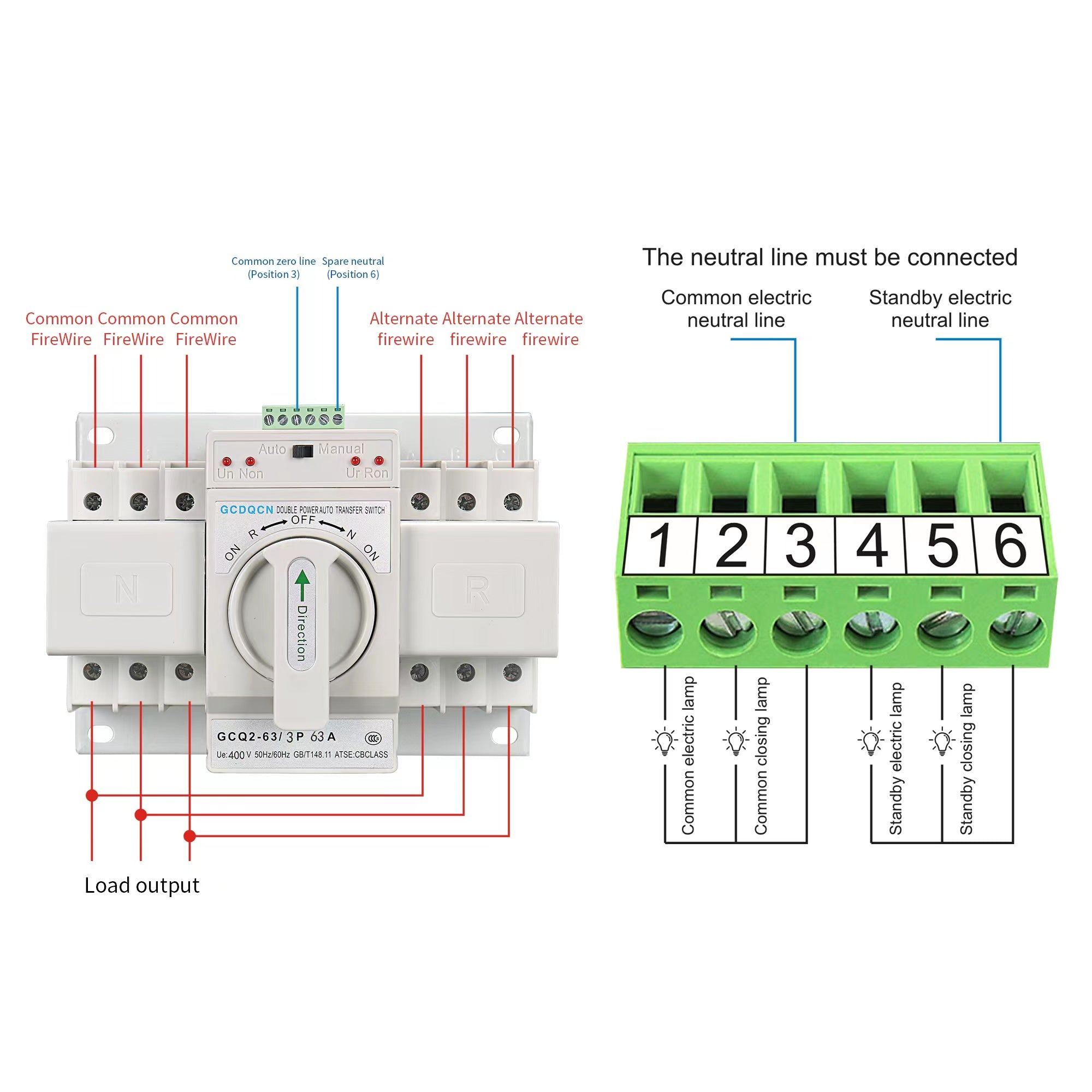 Commutateurs automatiques AC220 V, double bloc d'alimentation 63 A 3 P - Interrupteur automatique - Interrupteur de transfert pour générateurs
