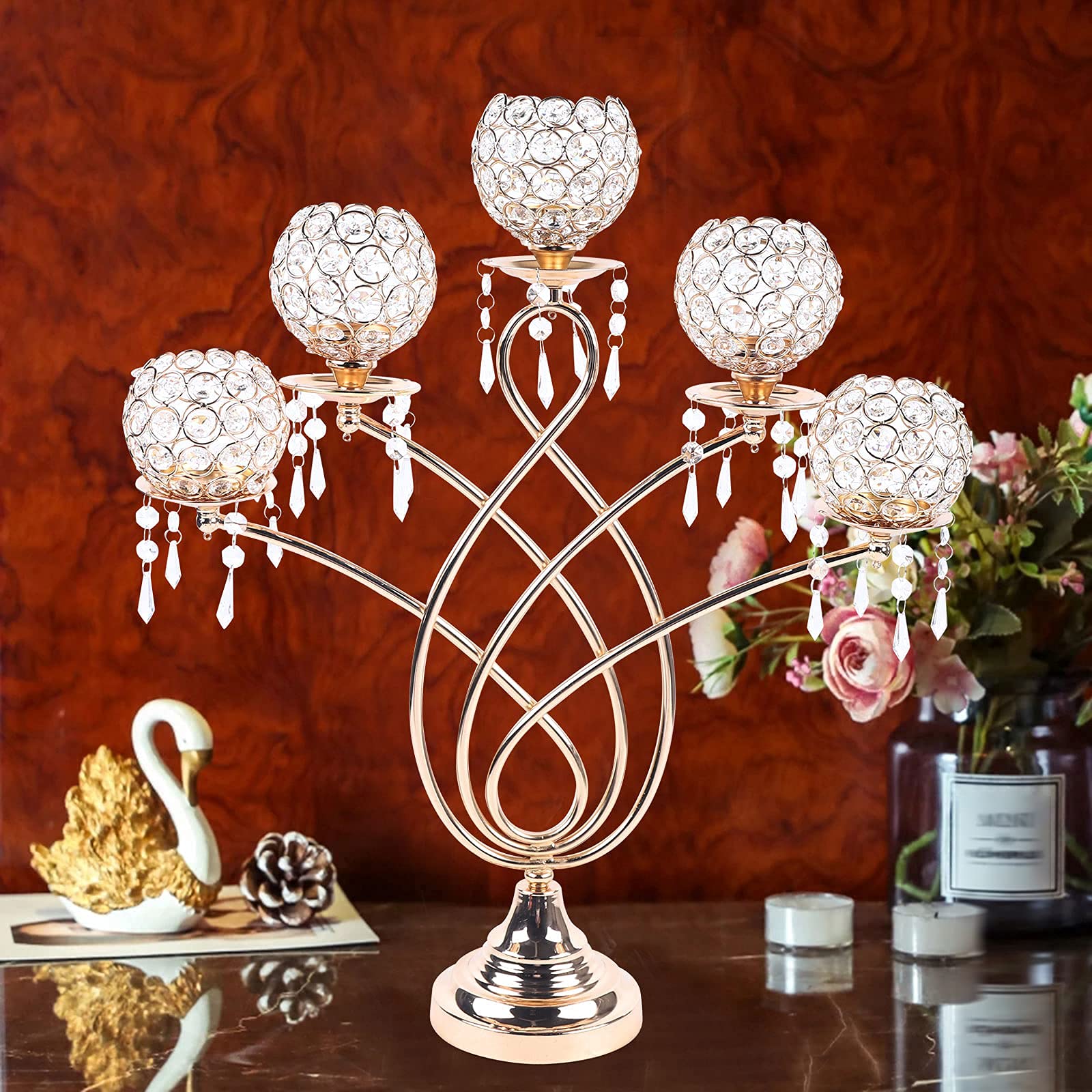 Bougeoir à 5 branches en cristal pour décoration