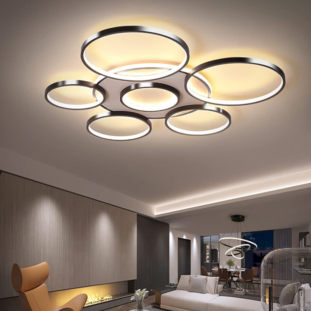 Lustre LED de luxe à 7 têtes à intensité variable pour salon et chambre à coucher