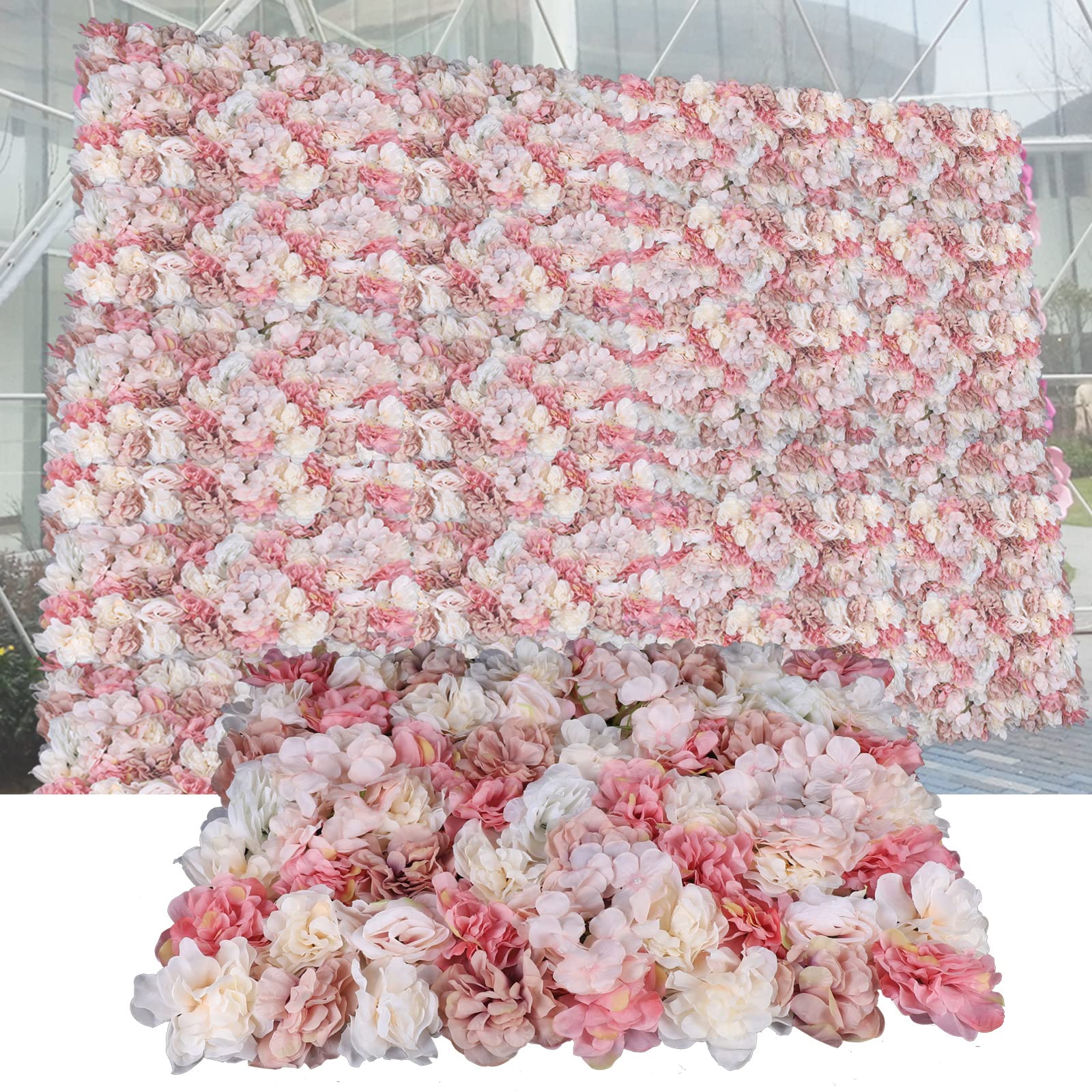 6 x Mur de fleurs artificielles, mur de roses en soie
